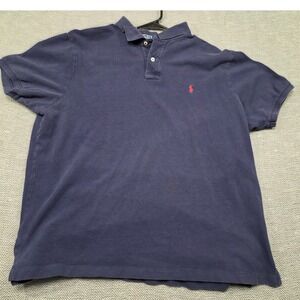 Polo Ralph Lauren Mens XXL Navy Blue Custom Fit Cotton Pique Short Sleeve Polo